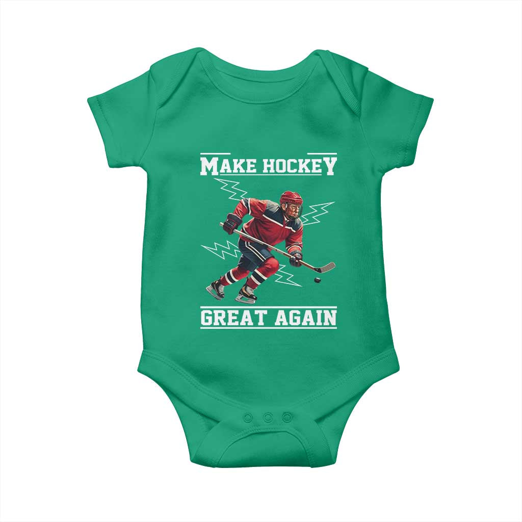 Funny Trump Ice Hockey Player Baby Onesie Make Hockey Great Again TS12 Irish Green Print Your Wear