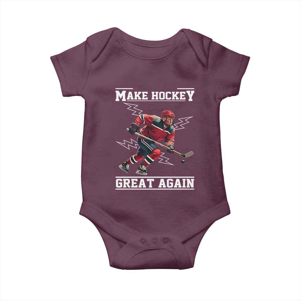 Funny Trump Ice Hockey Player Baby Onesie Make Hockey Great Again TS12 Maroon Print Your Wear
