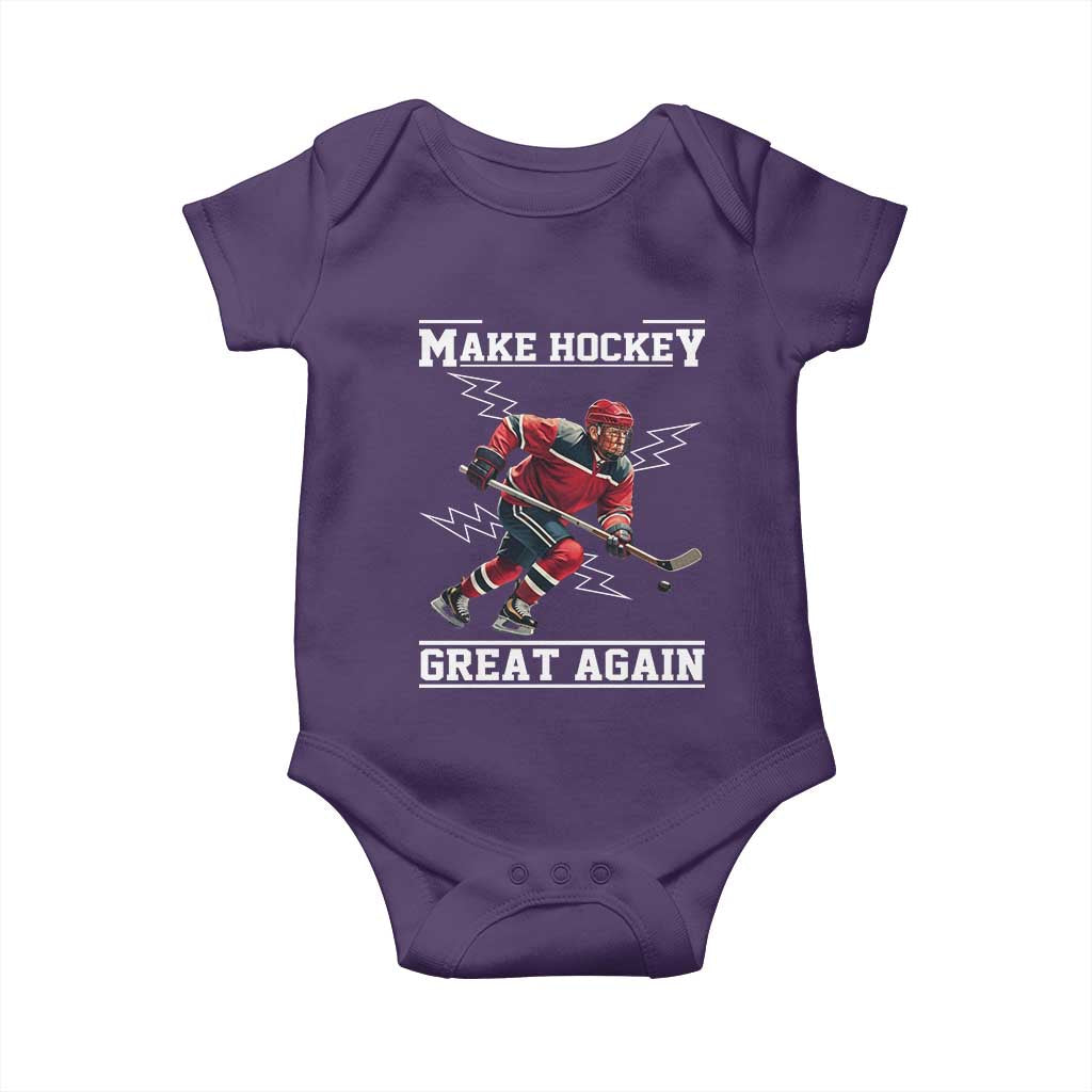 Funny Trump Ice Hockey Player Baby Onesie Make Hockey Great Again TS12 Purple Print Your Wear