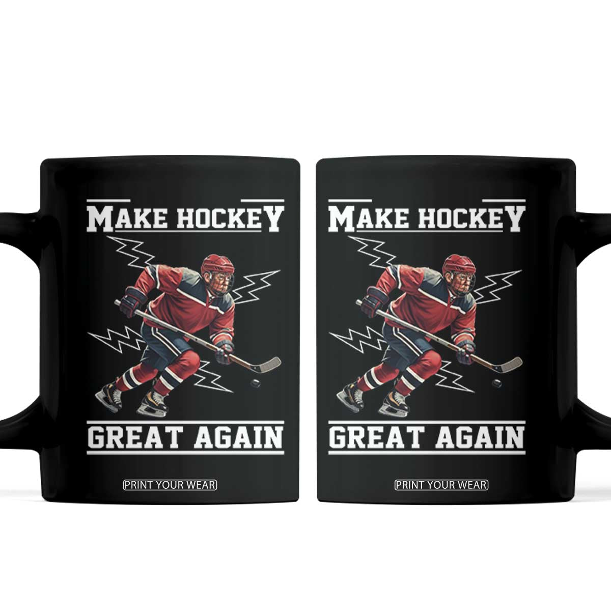 Funny Trump Ice Hockey Player Coffee Mug Make Hockey Great Again TS12 Black Print Your Wear