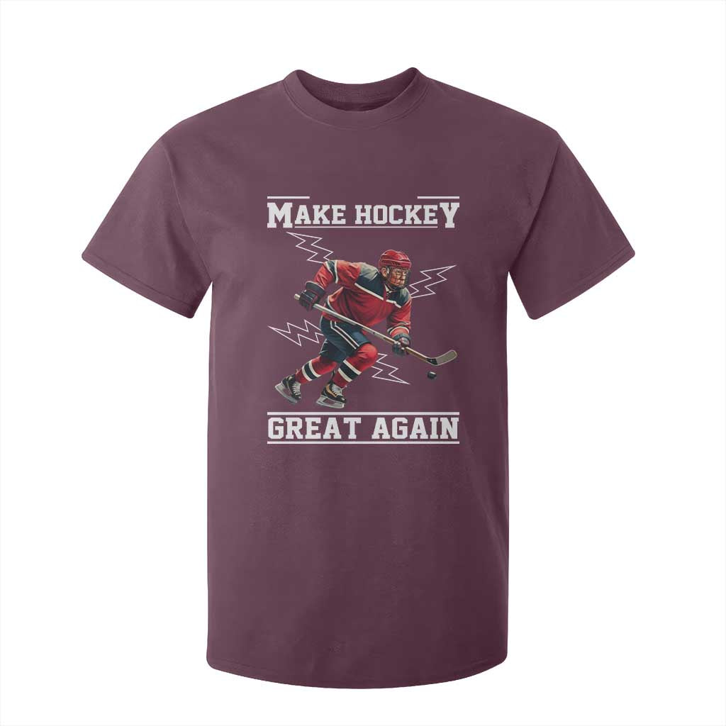 Funny Trump Ice Hockey Player T Shirt For Kid Make Hockey Great Again TS12 Maroon Print Your Wear