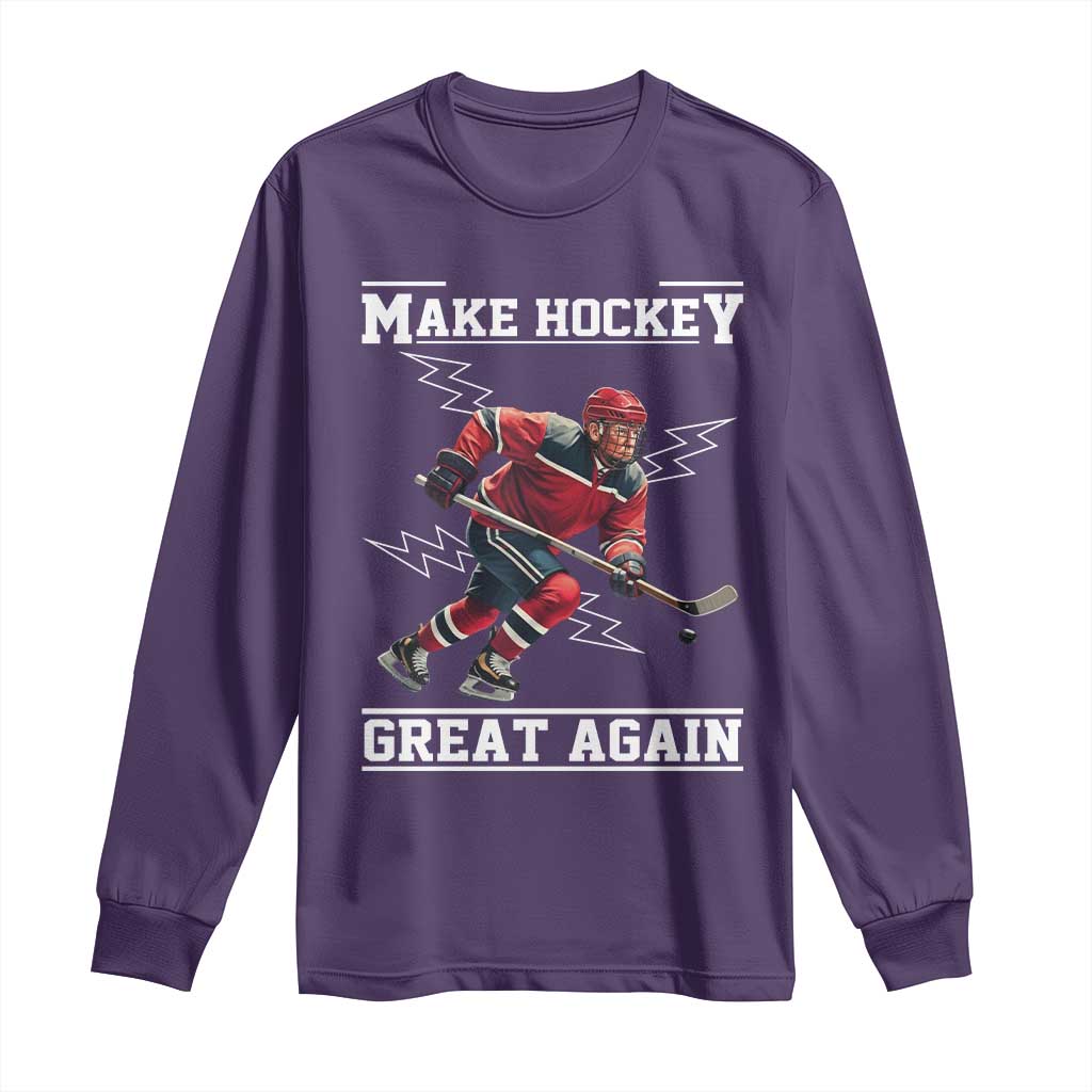 Funny Trump Ice Hockey Player Long Sleeve Shirt Make Hockey Great Again TS12 Purple Print Your Wear