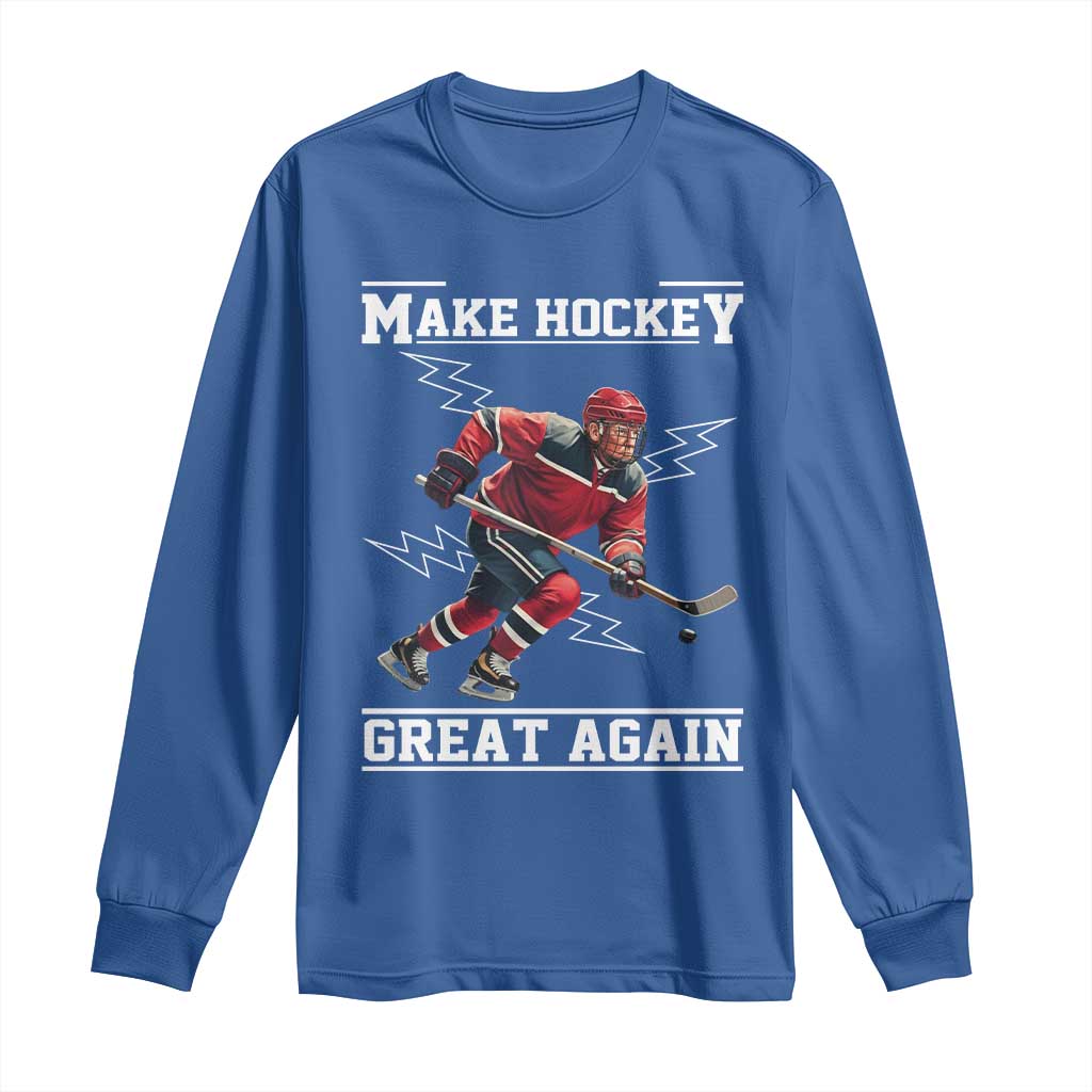 Funny Trump Ice Hockey Player Long Sleeve Shirt Make Hockey Great Again TS12 Royal Blue Print Your Wear