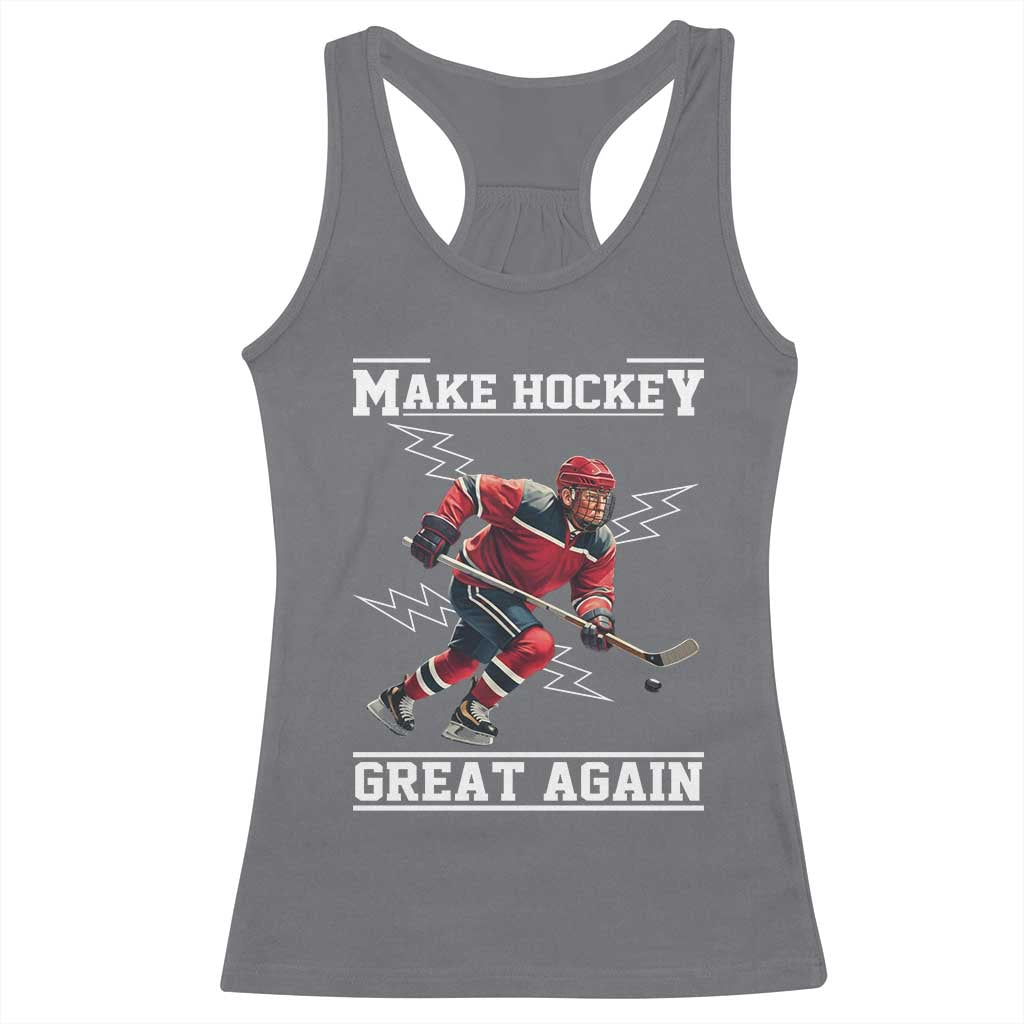 Funny Trump Ice Hockey Player Racerback Tank Top Make Hockey Great Again TS12 Charcoal Print Your Wear