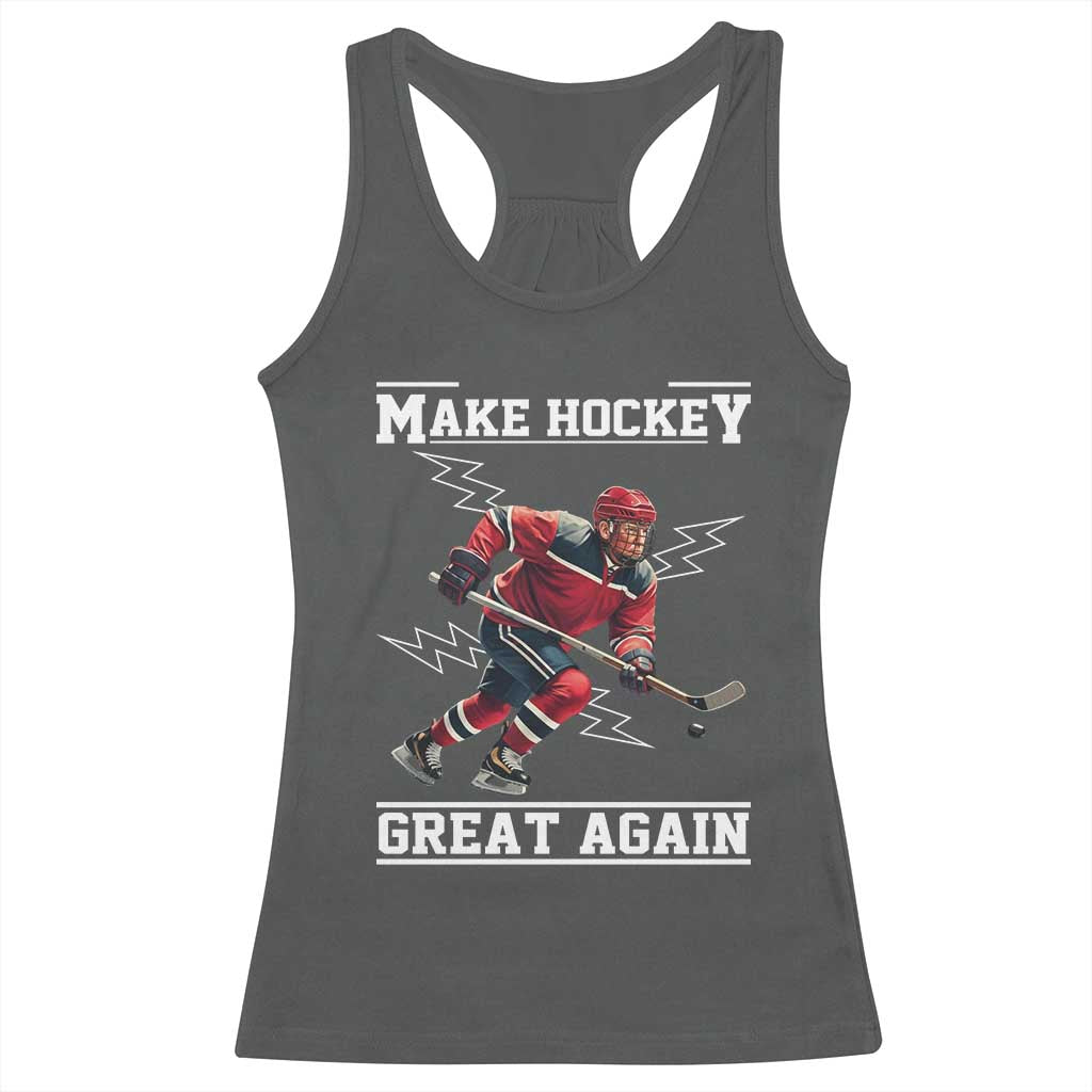 Funny Trump Ice Hockey Player Racerback Tank Top Make Hockey Great Again TS12 Dark Heather Print Your Wear
