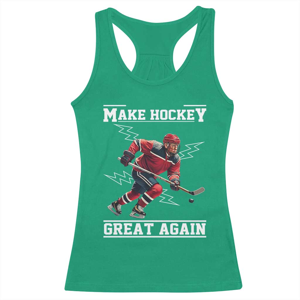Funny Trump Ice Hockey Player Racerback Tank Top Make Hockey Great Again TS12 Irish Green Print Your Wear