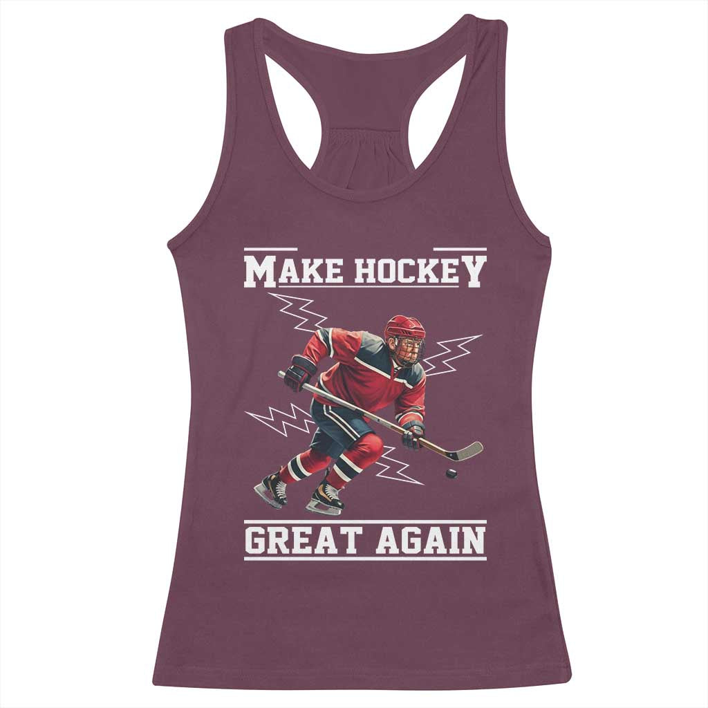 Funny Trump Ice Hockey Player Racerback Tank Top Make Hockey Great Again TS12 Maroon Print Your Wear