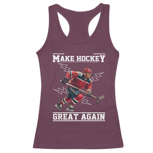 Funny Trump Ice Hockey Player Racerback Tank Top Make Hockey Great Again TS12 Maroon Print Your Wear