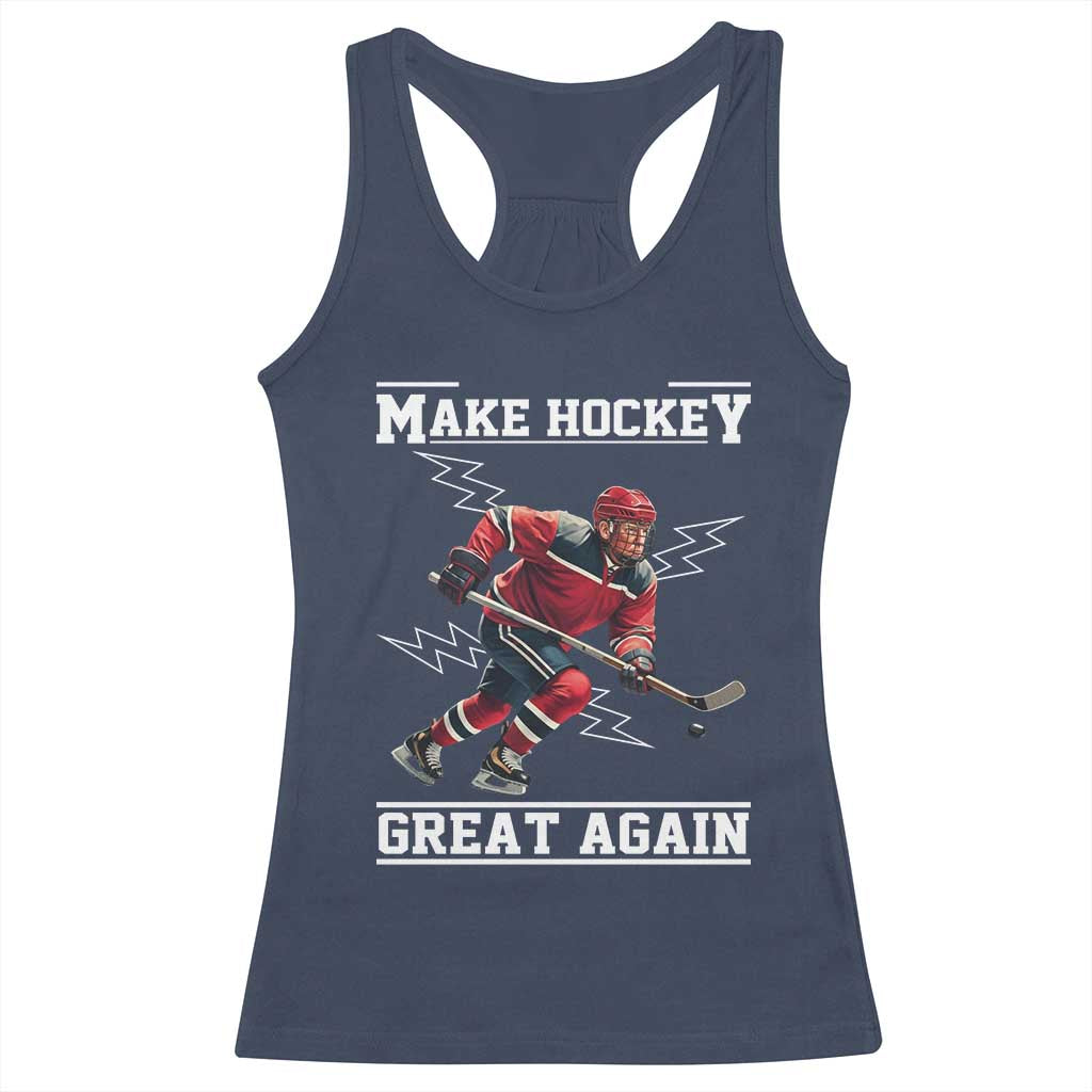 Funny Trump Ice Hockey Player Racerback Tank Top Make Hockey Great Again TS12 Navy Print Your Wear