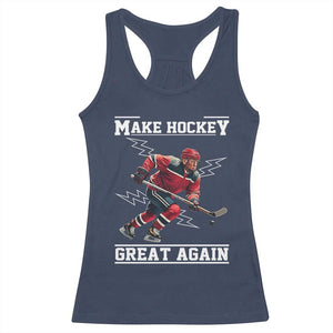 Funny Trump Ice Hockey Player Racerback Tank Top Make Hockey Great Again TS12 Navy Print Your Wear