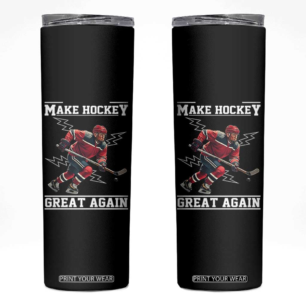 Funny Trump Ice Hockey Player Skinny Tumbler Make Hockey Great Again TS12 Black Print Your Wear