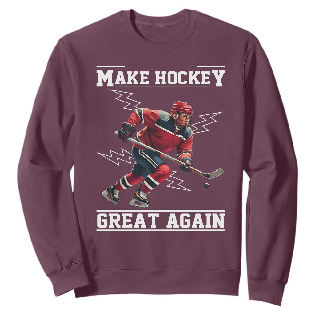 Funny Trump Ice Hockey Player Sweatshirt Make Hockey Great Again TS12 Maroon Print Your Wear