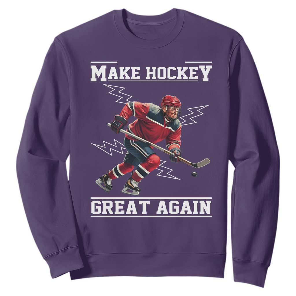 Funny Trump Ice Hockey Player Sweatshirt Make Hockey Great Again TS12 Purple Print Your Wear