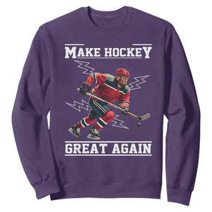 Funny Trump Ice Hockey Player Sweatshirt Make Hockey Great Again TS12 Purple Print Your Wear