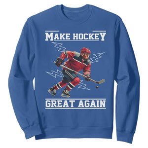 Funny Trump Ice Hockey Player Sweatshirt Make Hockey Great Again TS12 Royal Blue Print Your Wear