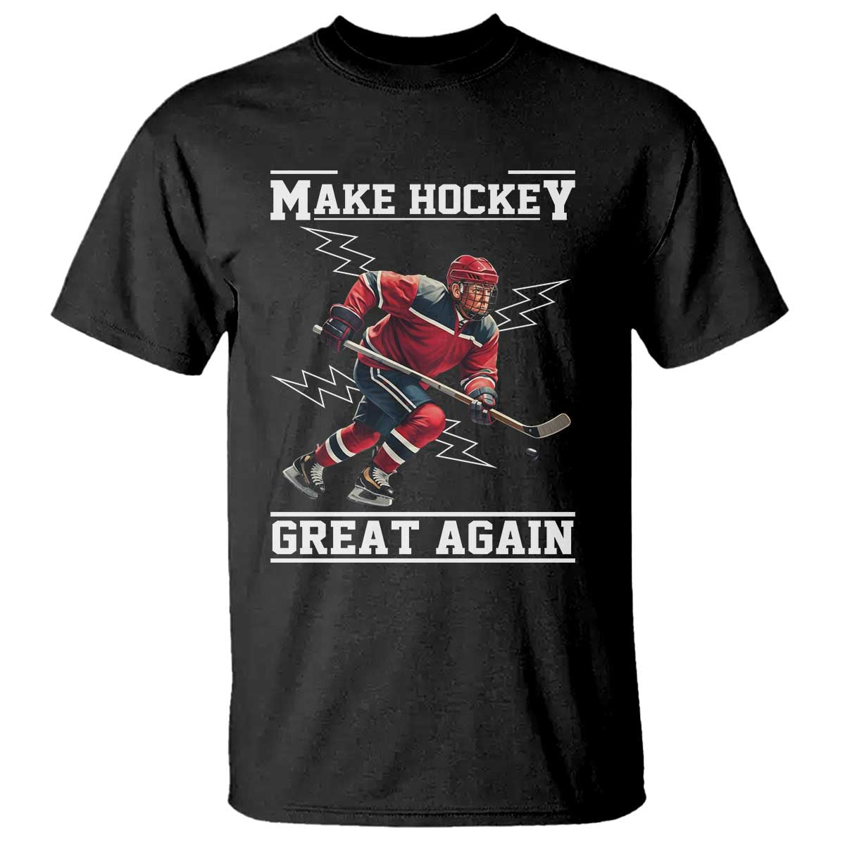 Funny Trump Ice Hockey Player T Shirt Make Hockey Great Again TS12 Black Print Your Wear