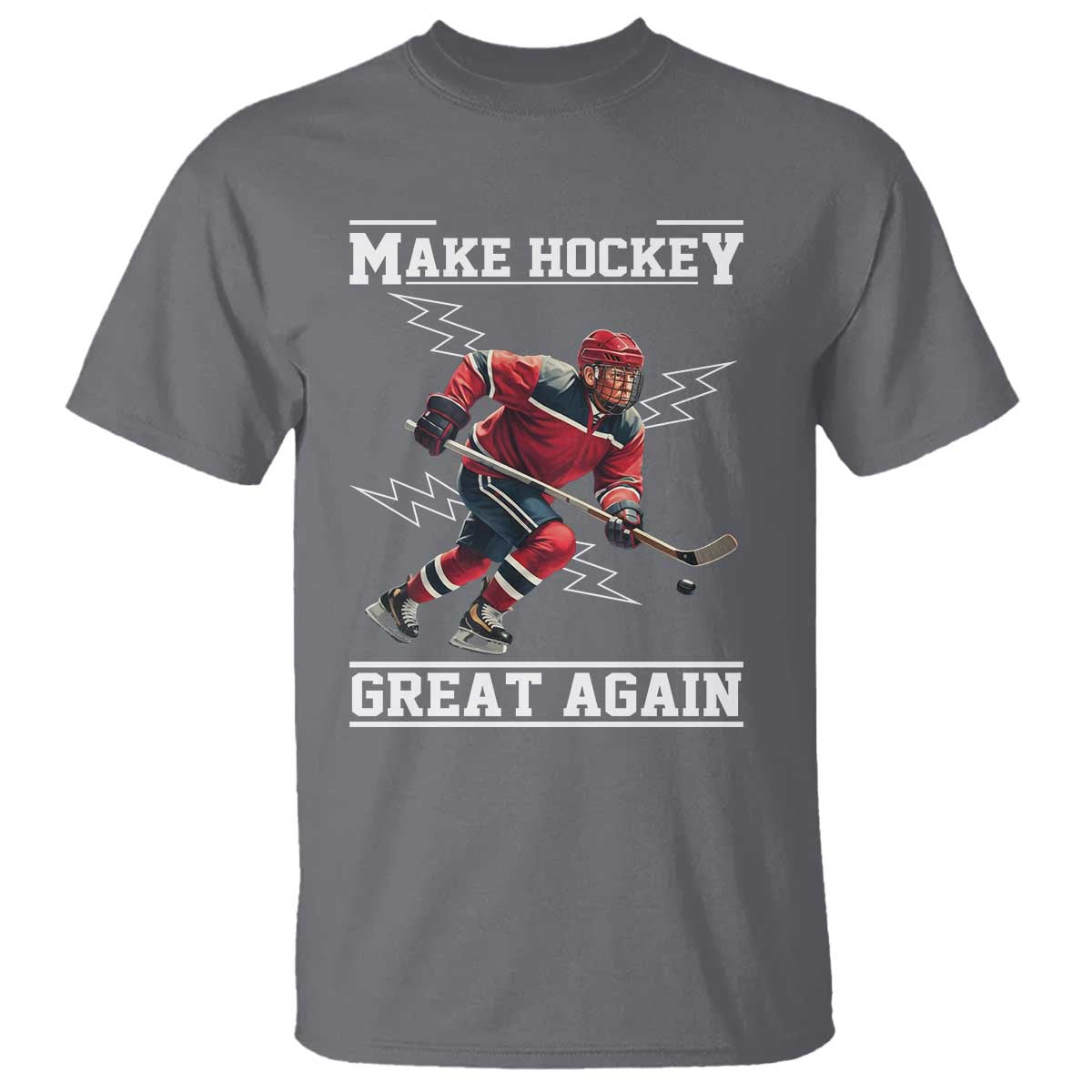 Funny Trump Ice Hockey Player T Shirt Make Hockey Great Again TS12 Charcoal Print Your Wear