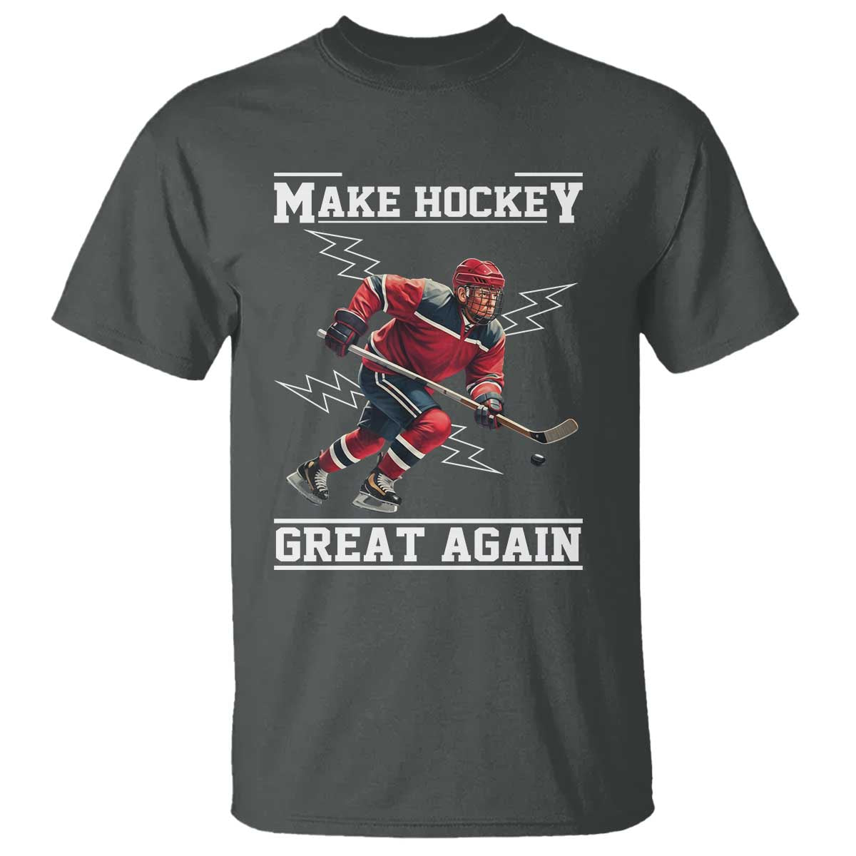Funny Trump Ice Hockey Player T Shirt Make Hockey Great Again TS12 Dark Heather Print Your Wear
