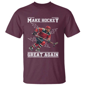 Funny Trump Ice Hockey Player T Shirt Make Hockey Great Again TS12 Maroon Print Your Wear