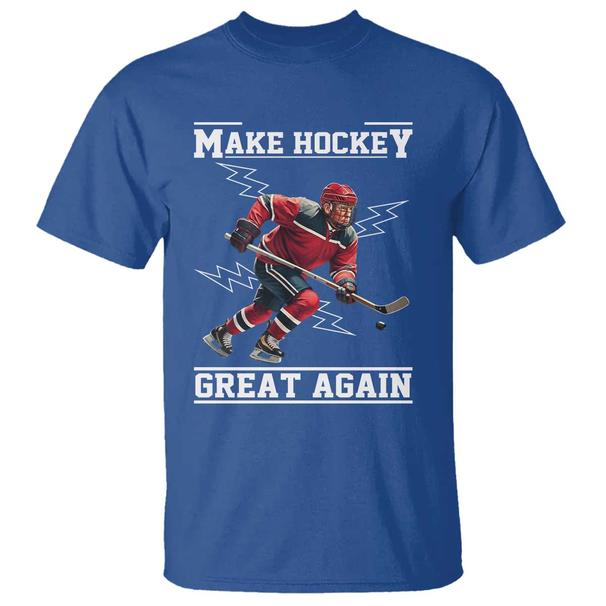 Funny Trump Ice Hockey Player T Shirt Make Hockey Great Again TS12 Royal Blue Print Your Wear