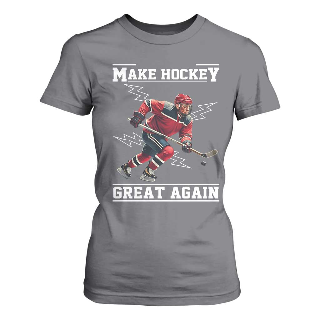 Funny Trump Ice Hockey Player T Shirt For Women Make Hockey Great Again TS12 Charcoal Print Your Wear