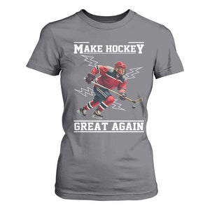 Funny Trump Ice Hockey Player T Shirt For Women Make Hockey Great Again TS12 Charcoal Print Your Wear