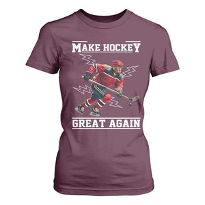 Funny Trump Ice Hockey Player T Shirt For Women Make Hockey Great Again TS12 Maroon Print Your Wear