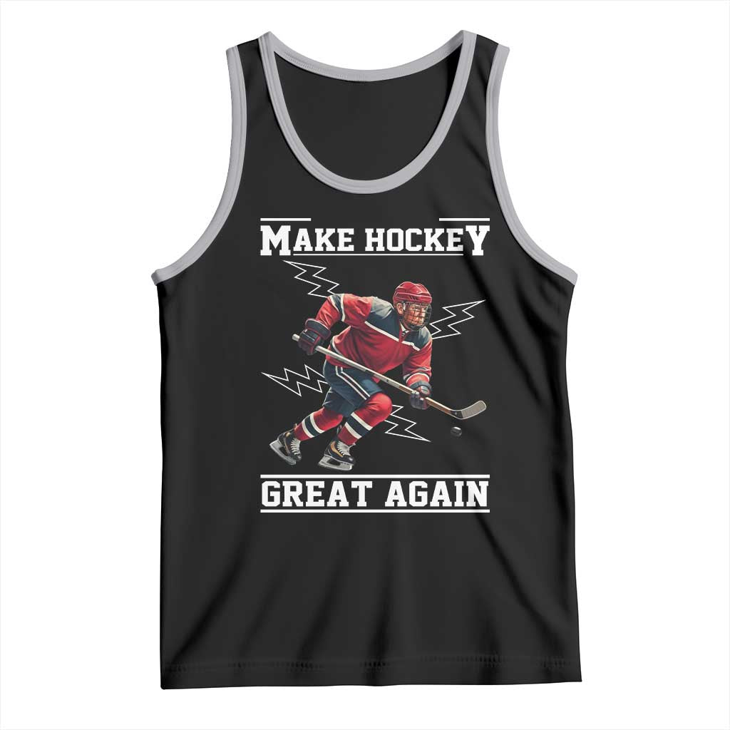 Funny Trump Ice Hockey Player Tank Top Make Hockey Great Again TS12 Black Athletic Heather Print Your Wear