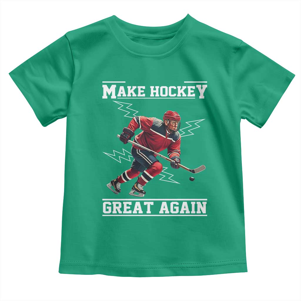 Funny Trump Ice Hockey Player Toddler T Shirt Make Hockey Great Again TS12 Irish Green Print Your Wear