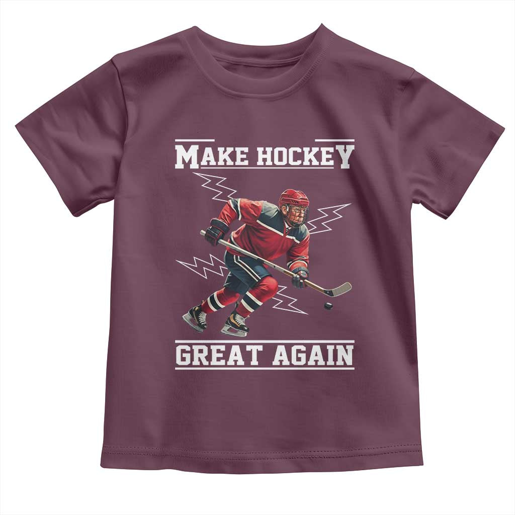 Funny Trump Ice Hockey Player Toddler T Shirt Make Hockey Great Again TS12 Maroon Print Your Wear