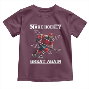 Funny Trump Ice Hockey Player Toddler T Shirt Make Hockey Great Again TS12 Maroon Print Your Wear