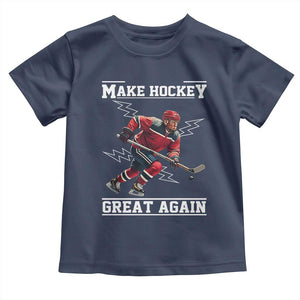 Funny Trump Ice Hockey Player Toddler T Shirt Make Hockey Great Again TS12 Navy Print Your Wear