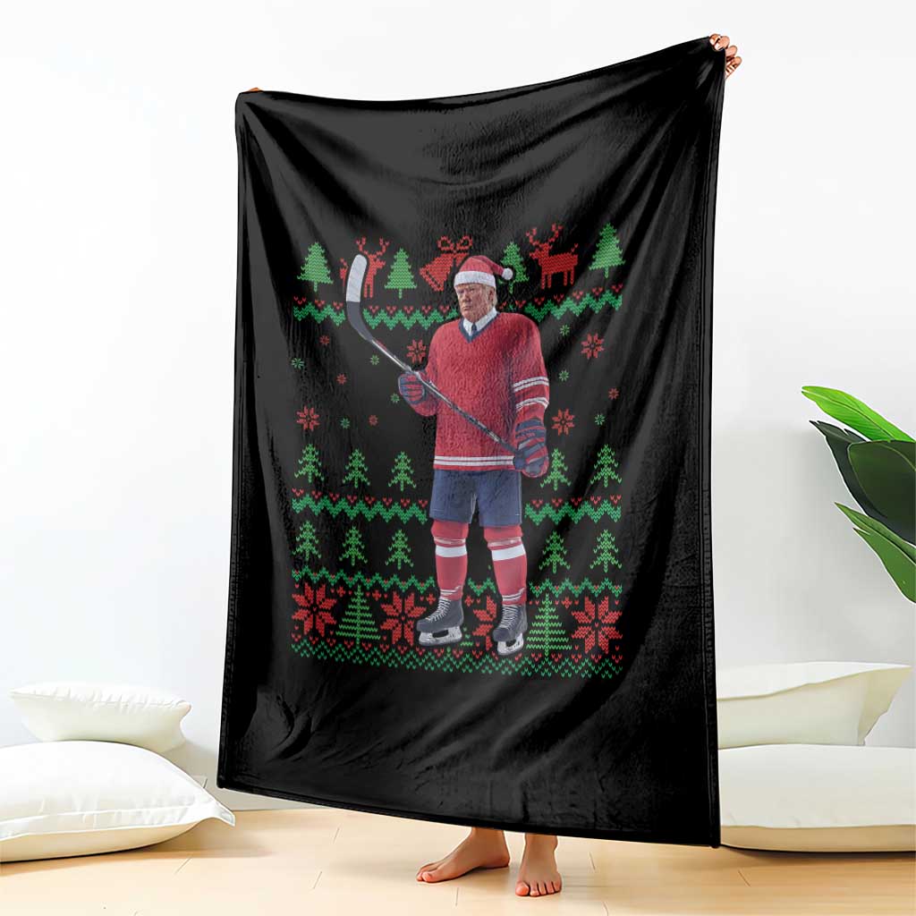 Trump Playing Ice Hockey Throw Blanket Funny Ugly Christmas Sweater Gift TS12 Print Your Wear