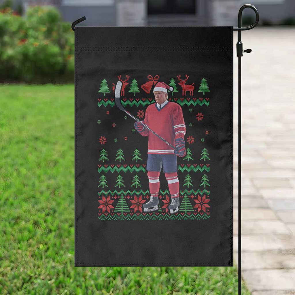 Trump Playing Ice Hockey Garden Flag Funny Ugly Christmas Sweater Gift TS12 Print Your Wear