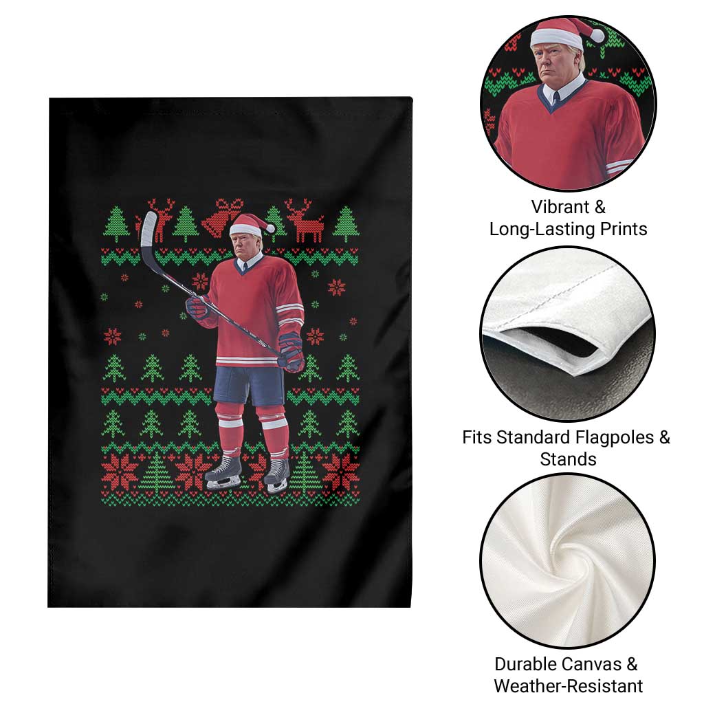 Trump Playing Ice Hockey Garden Flag Funny Ugly Christmas Sweater Gift TS12 Print Your Wear