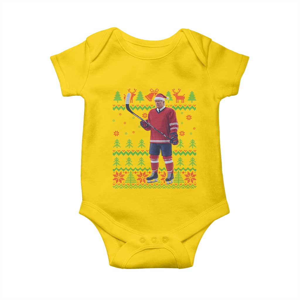 Trump Playing Ice Hockey Baby Onesie Funny Ugly Christmas Sweater Gift TS12 Daisy Print Your Wear