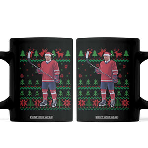 Trump Playing Ice Hockey Coffee Mug Funny Ugly Christmas Sweater Gift TS12 Black Print Your Wear