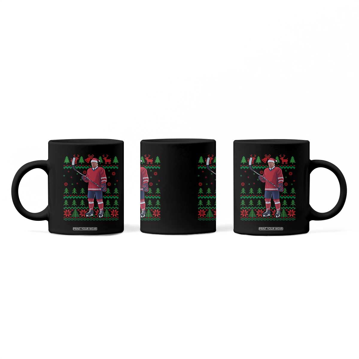 Trump Playing Ice Hockey Coffee Mug Funny Ugly Christmas Sweater Gift TS12 Print Your Wear