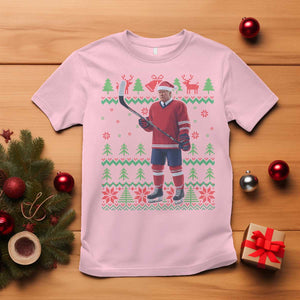 Trump Playing Ice Hockey T Shirt Funny Ugly Christmas Sweater Gift TS12 Light Pink Print Your Wear
