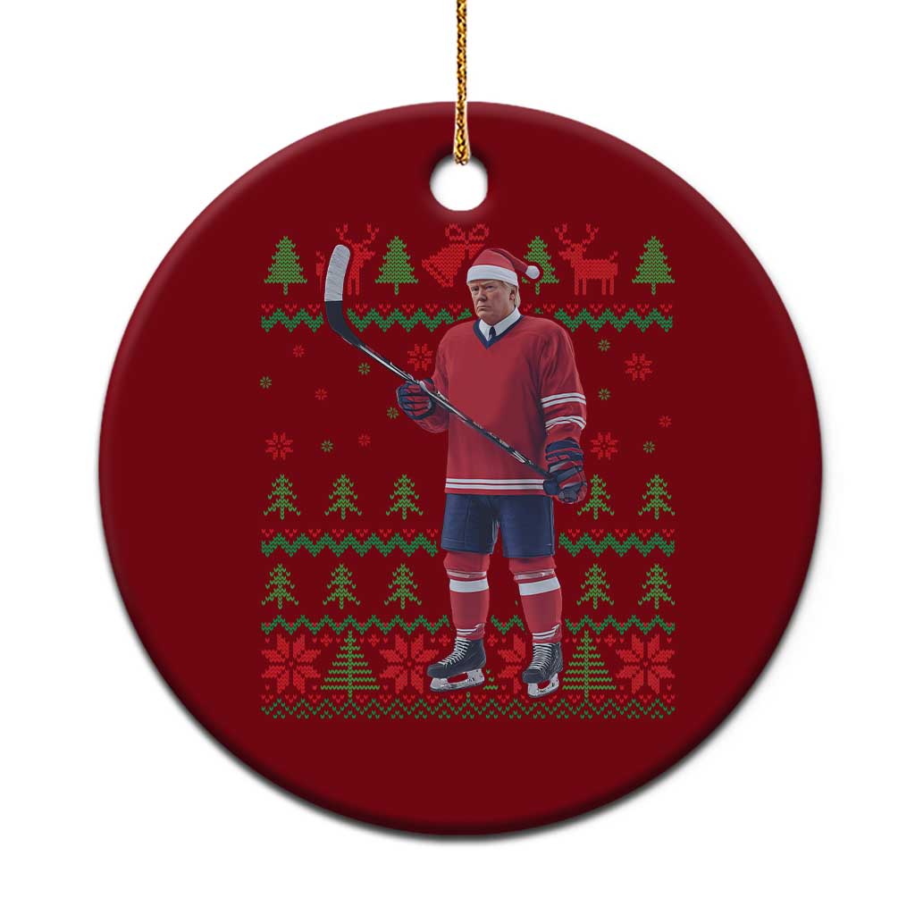 Trump Playing Ice Hockey Ceramic Ornament Funny Ugly Christmas Sweater Gift TS12 1pc Red Print Your Wear