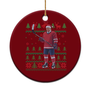 Trump Playing Ice Hockey Ceramic Ornament Funny Ugly Christmas Sweater Gift TS12 1pc Red Print Your Wear