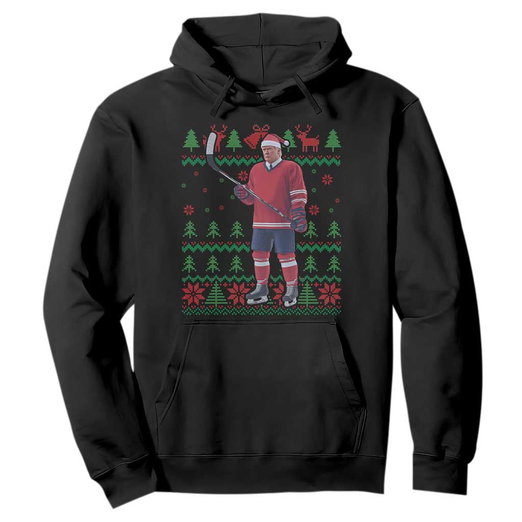 Trump Playing Ice Hockey Hoodie Funny Ugly Christmas Sweater Gift TS12 Black Print Your Wear