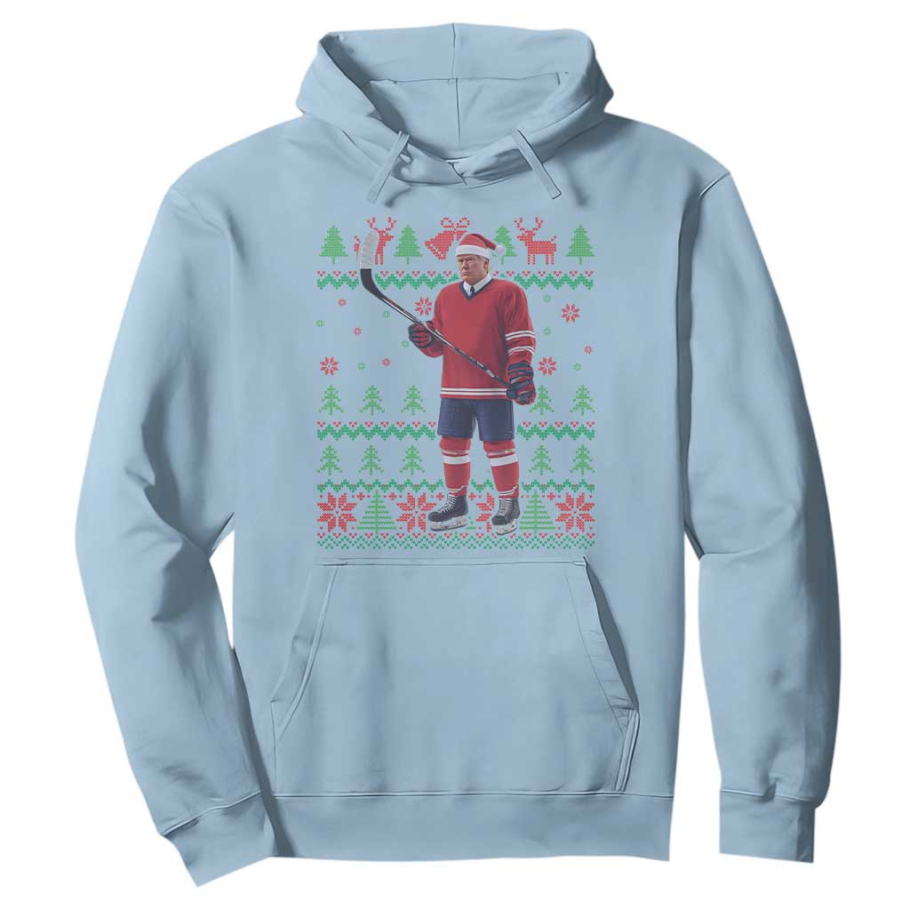Trump Playing Ice Hockey Hoodie Funny Ugly Christmas Sweater Gift TS12 Light Blue Print Your Wear