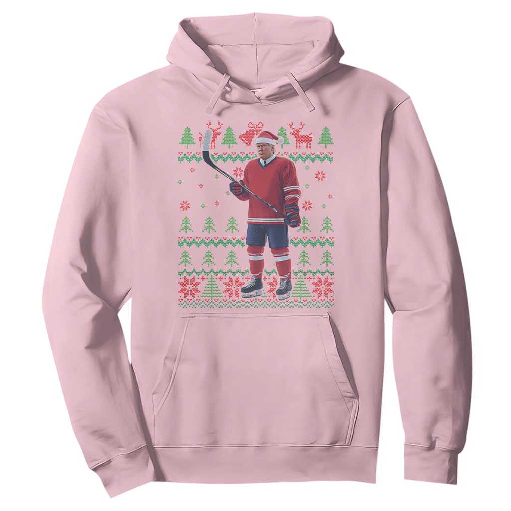 Trump Playing Ice Hockey Hoodie Funny Ugly Christmas Sweater Gift TS12 Light Pink Print Your Wear