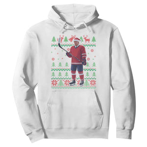 Trump Playing Ice Hockey Hoodie Funny Ugly Christmas Sweater Gift TS12 White Print Your Wear