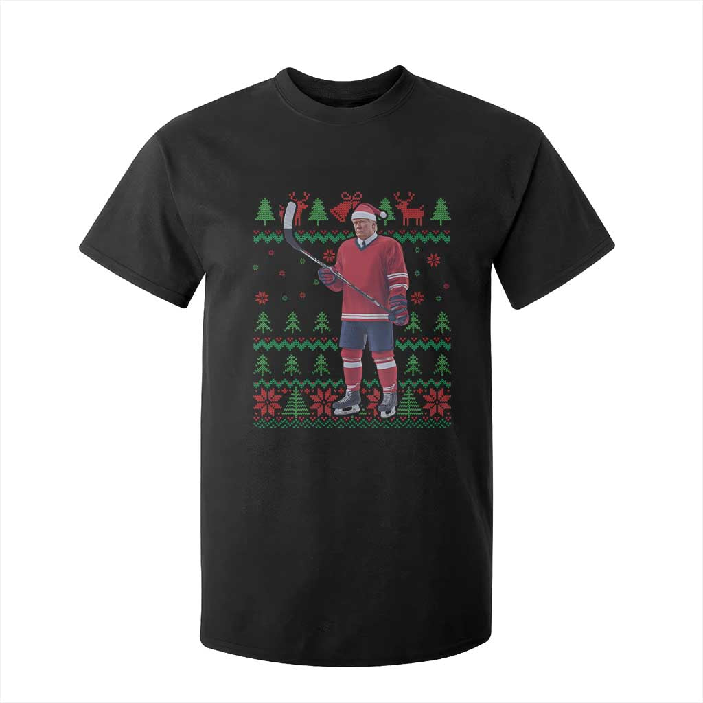 Trump Playing Ice Hockey T Shirt For Kid Funny Ugly Christmas Sweater Gift TS12 Black Print Your Wear