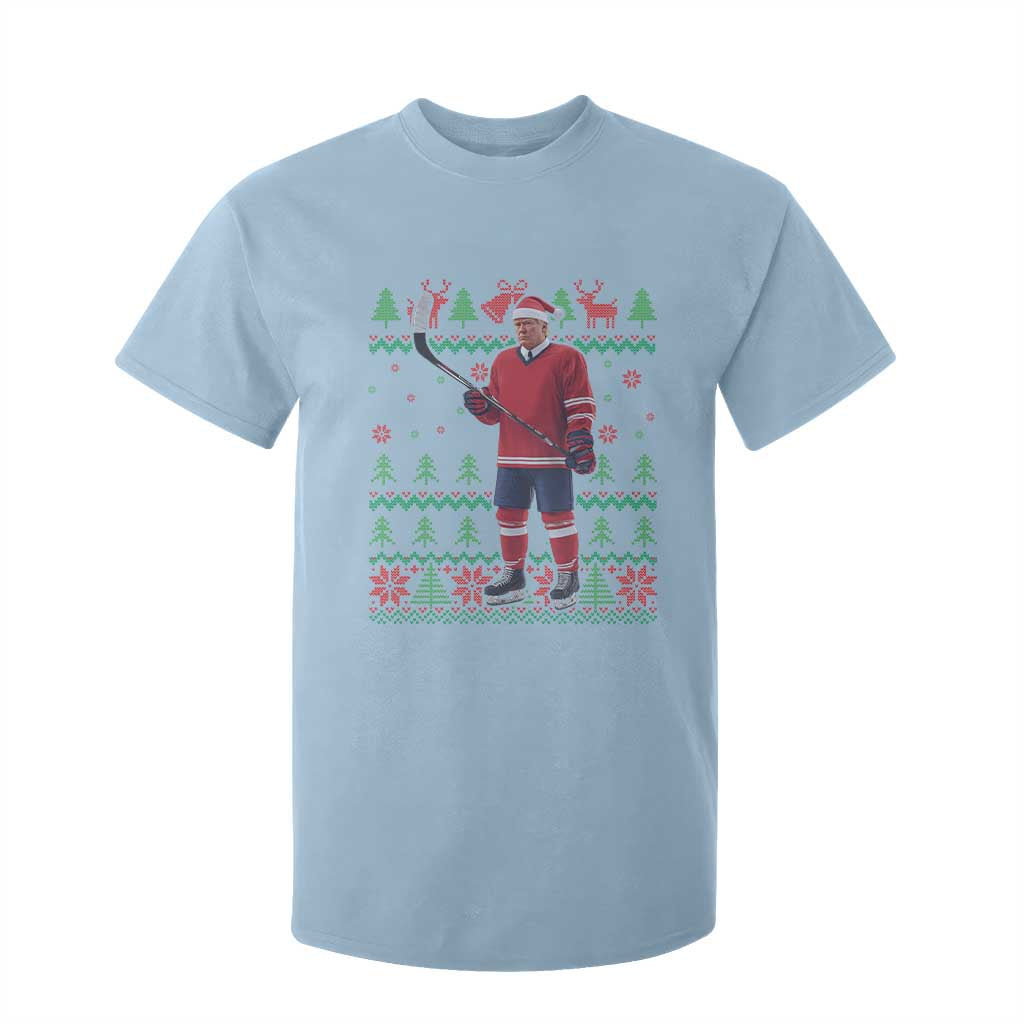 Trump Playing Ice Hockey T Shirt For Kid Funny Ugly Christmas Sweater Gift TS12 Light Blue Print Your Wear