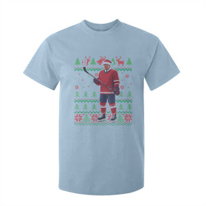 Trump Playing Ice Hockey T Shirt For Kid Funny Ugly Christmas Sweater Gift TS12 Light Blue Print Your Wear