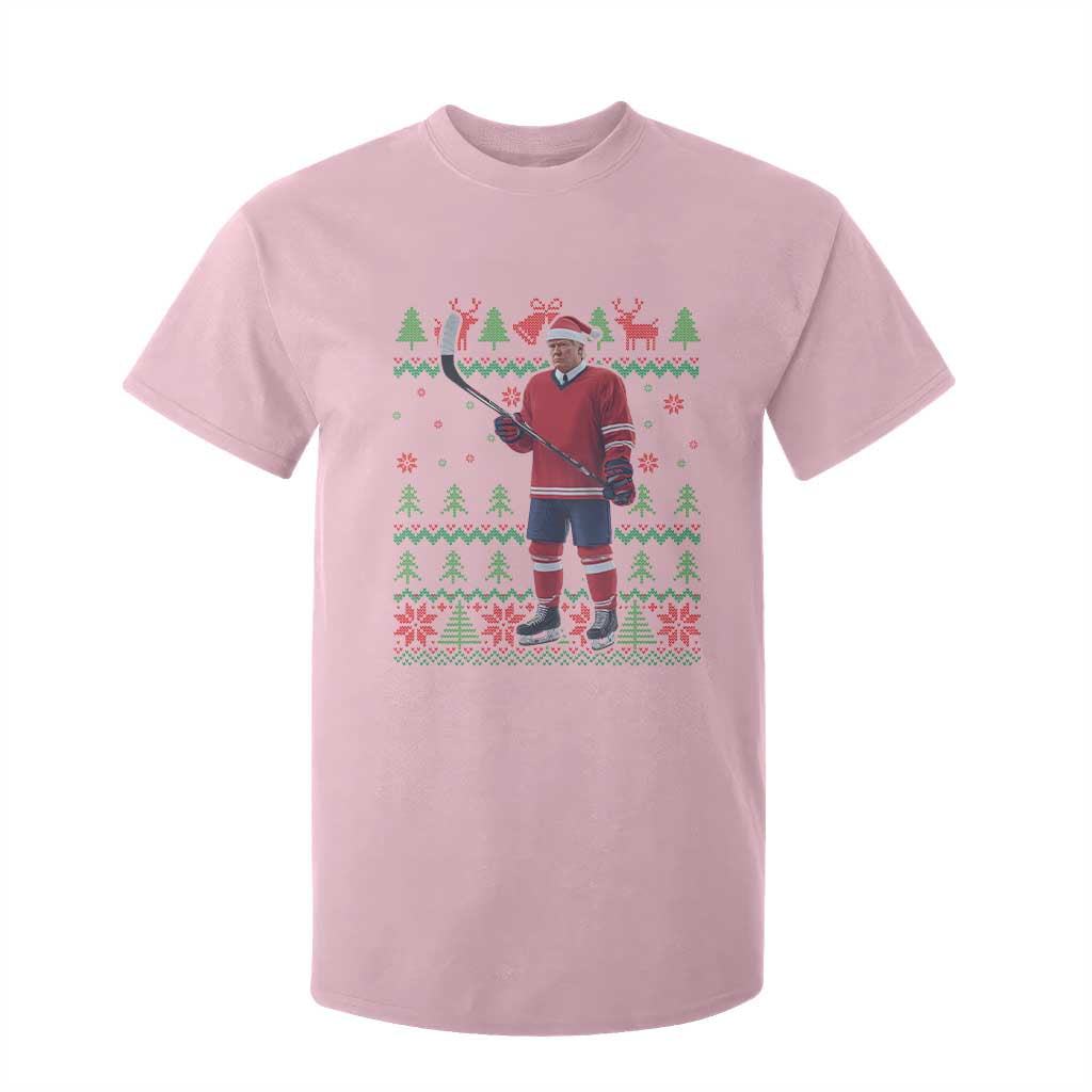 Trump Playing Ice Hockey T Shirt For Kid Funny Ugly Christmas Sweater Gift TS12 Light Pink Print Your Wear