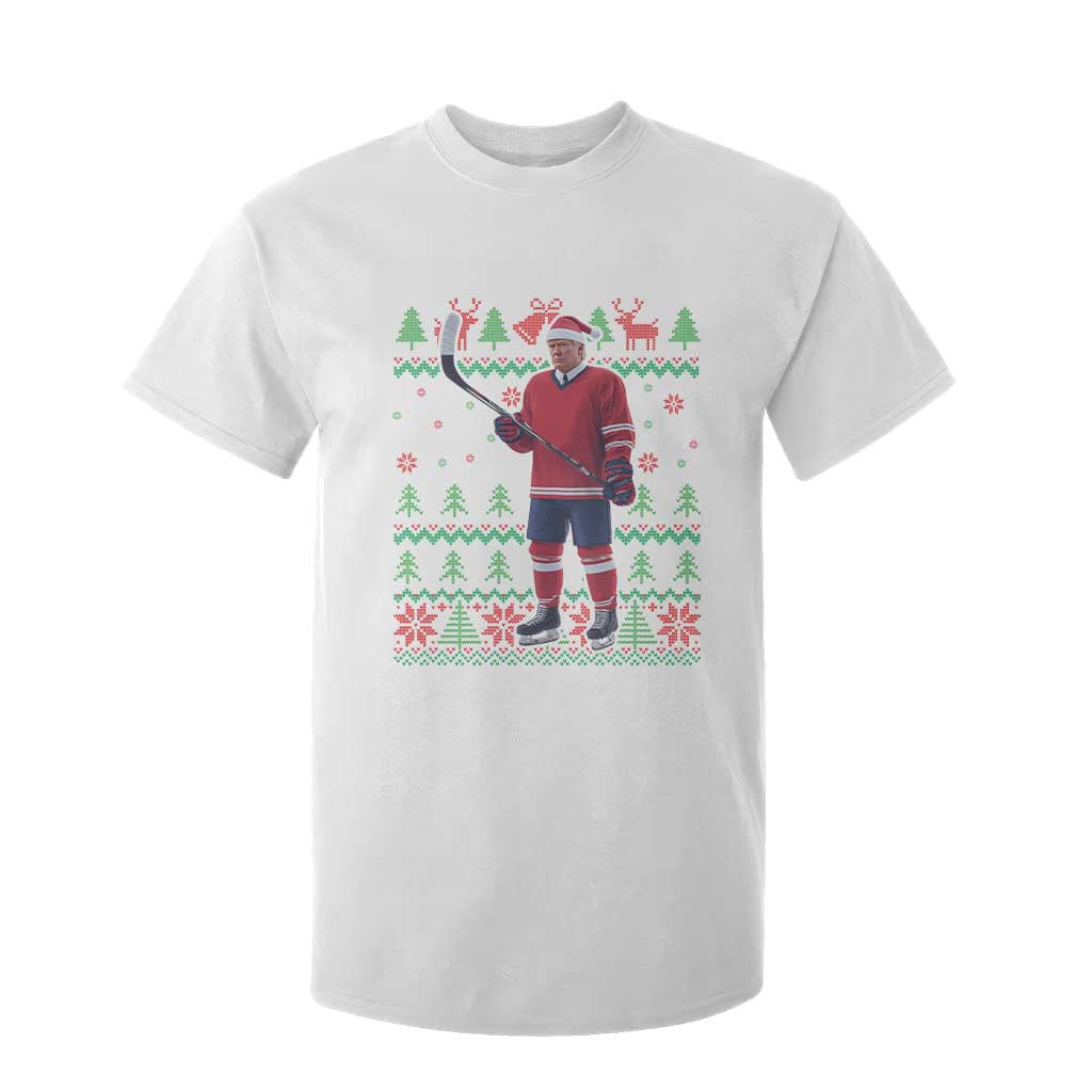 Trump Playing Ice Hockey T Shirt For Kid Funny Ugly Christmas Sweater Gift TS12 White Print Your Wear